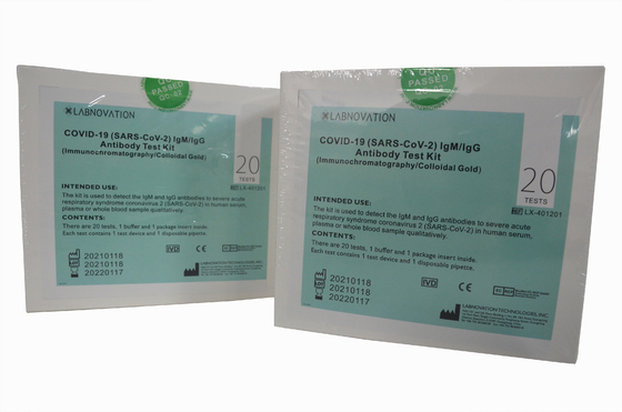 COVID-19 IgG IgM مجموعة الاختبار السريع للجسم المضاد للاستخدام الاحترافي 20 اختبار Labnovation