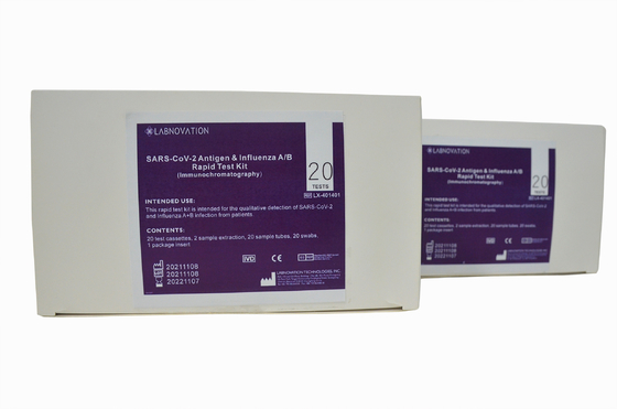 طقم اختبار 20 اختبارًا احترافيًا لـ CoV-19 Antigen Influenza AB